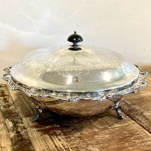 Vintage Silver Plated Covered Serving Dish International Silver Joanne  11 3/4”